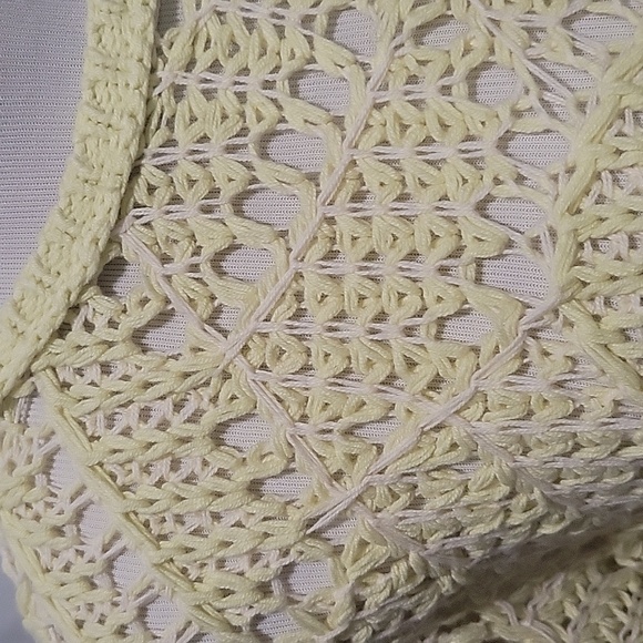 Yellow crochet tunic sweater!  Great cover up - Picture 3 of 5